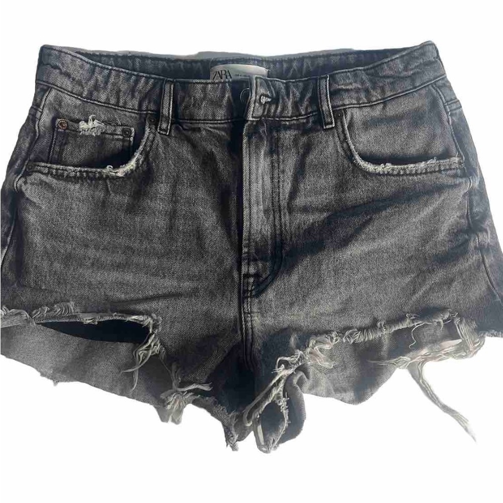 Zara Gray Distressed Jean Shorts